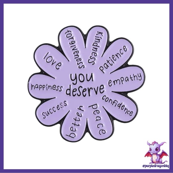 Purple Flower Shaped Motivational Pin
